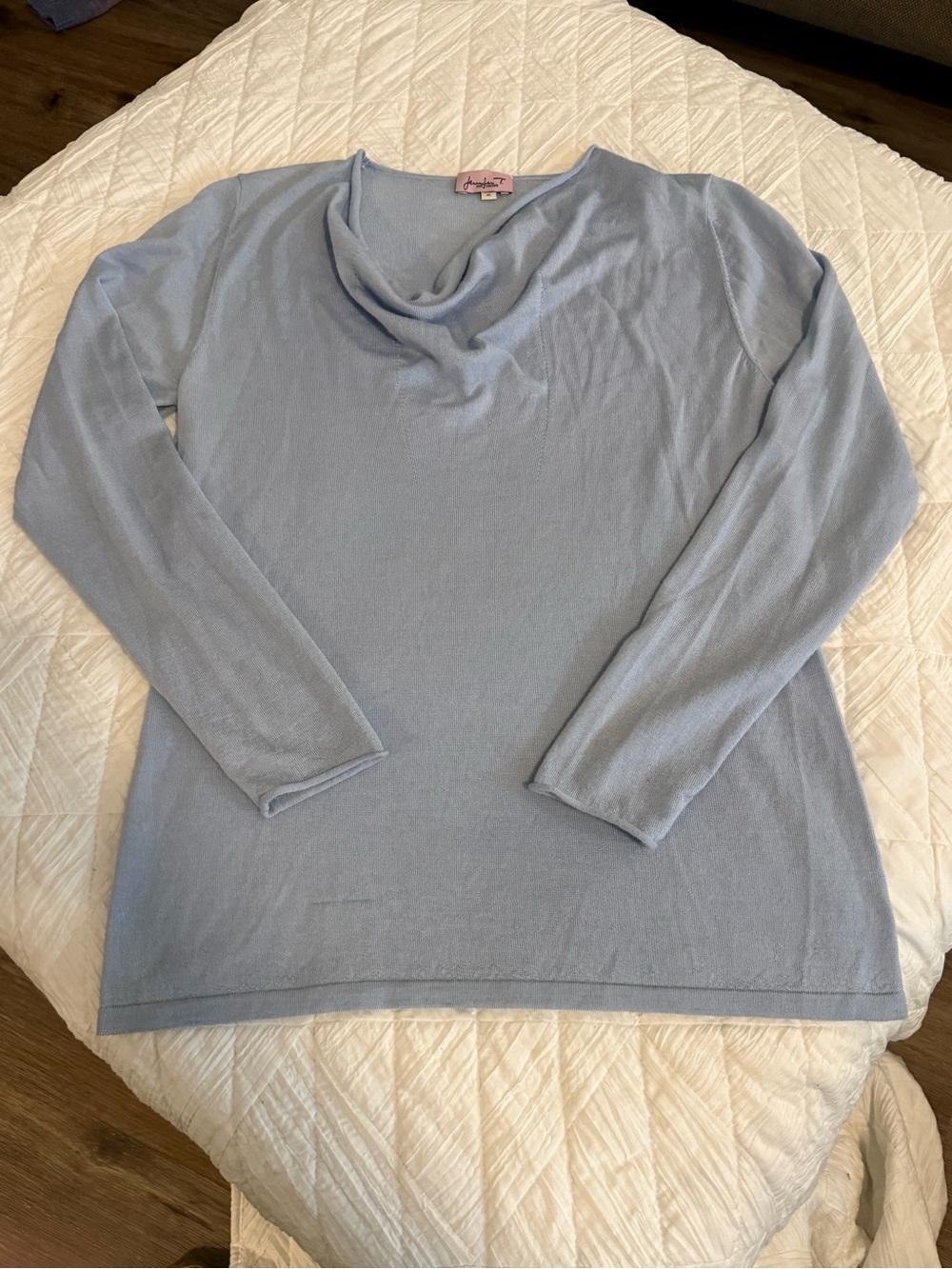 💎 Jennifer T. Merino Wool & Silk Sweater | Light Blue | Size XL